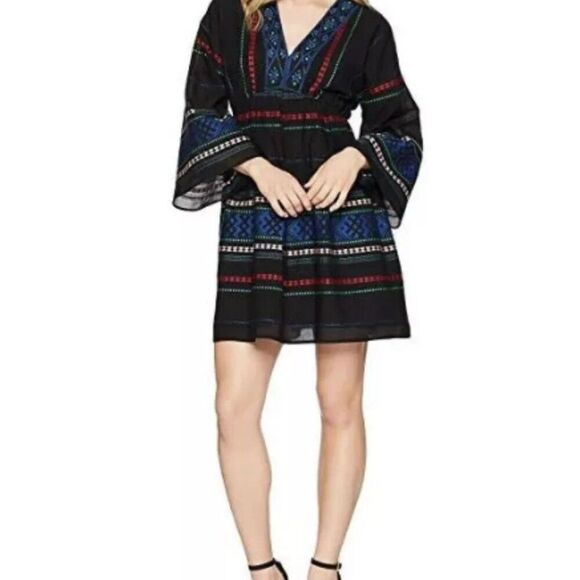 Joie Shada Embroidered Bell Sleeves Mini Dress - Picture 2 of 10